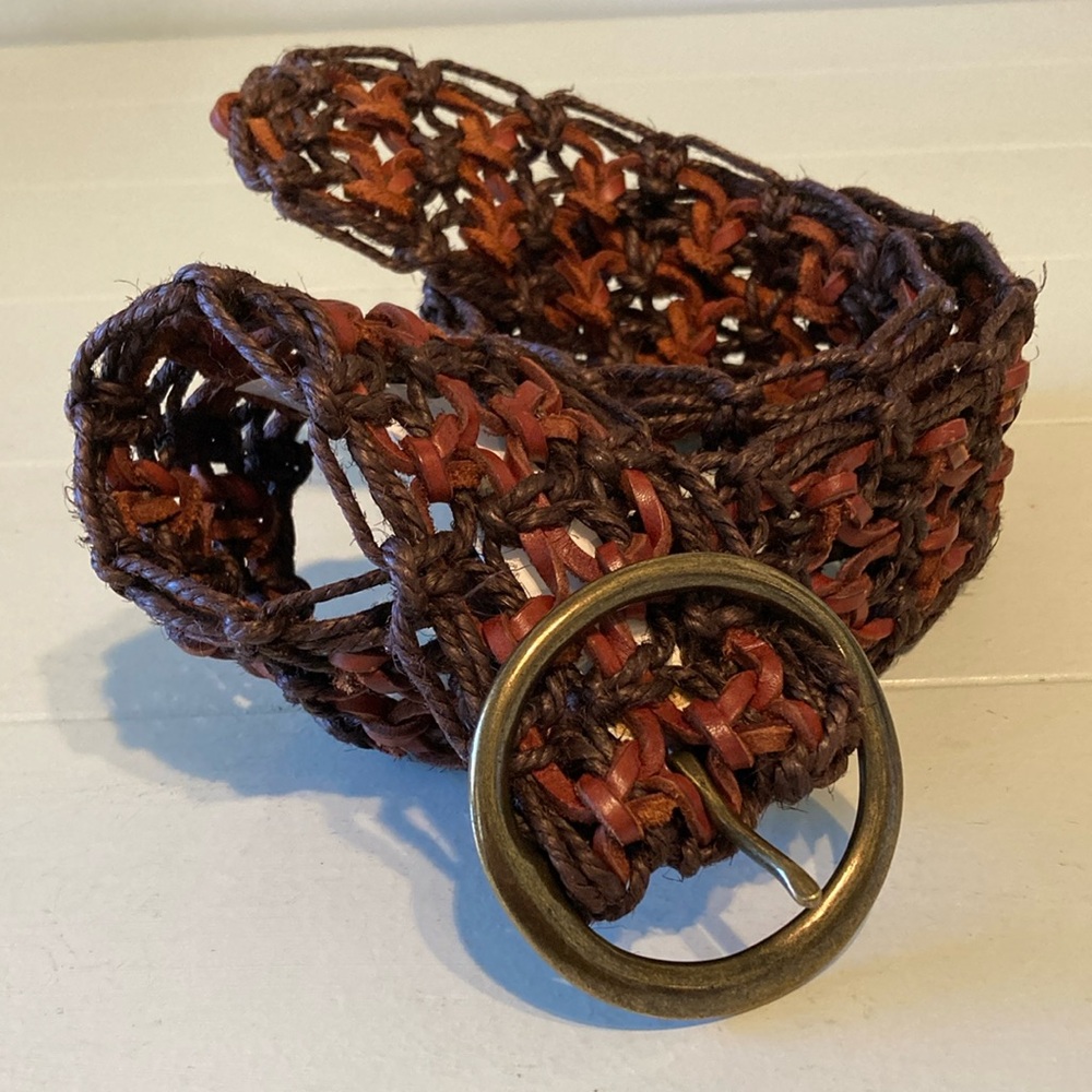 New American Eagle Outfitters Leather & Jute Belt Women’s Size Medium/Large